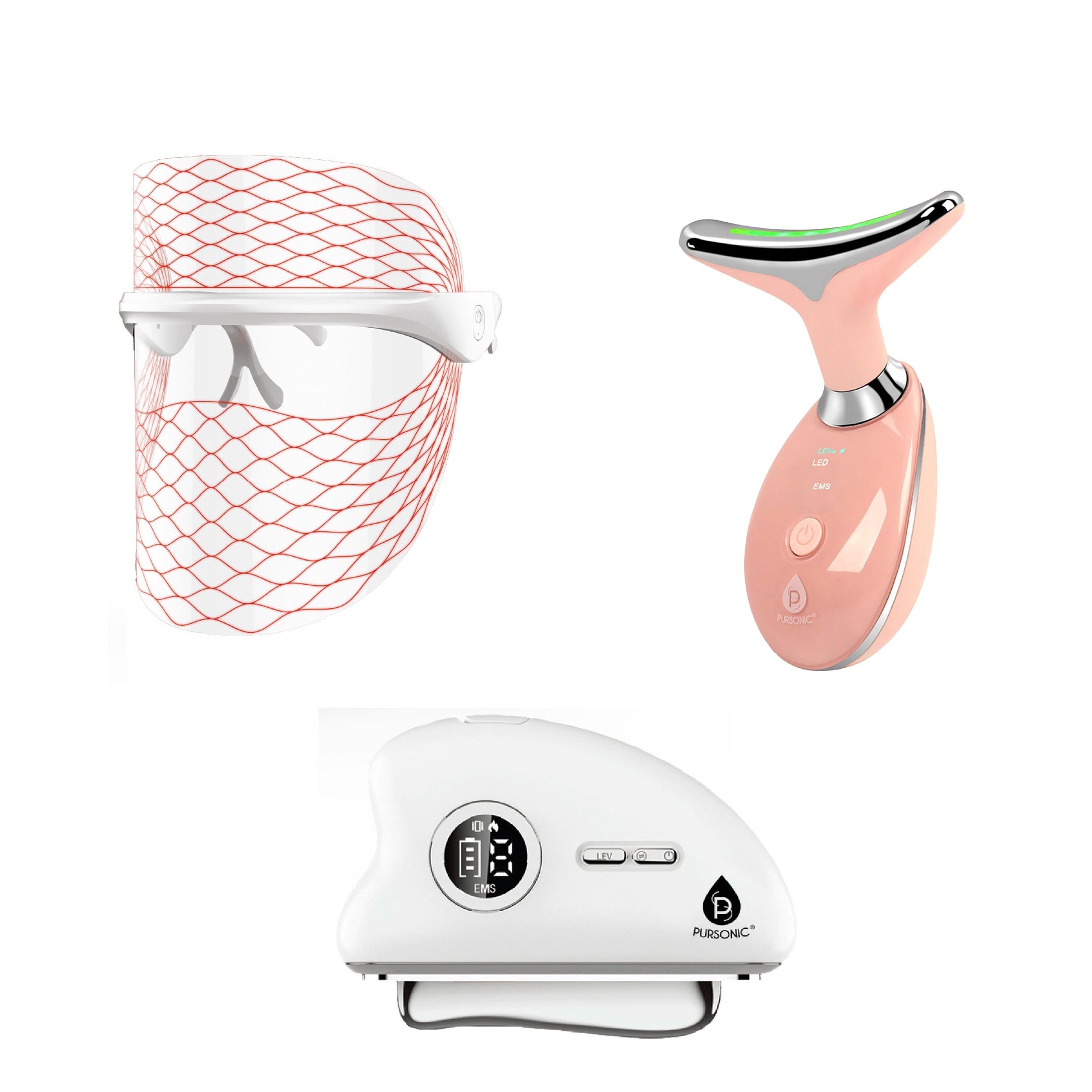 Firming, Lifting & Radiance Skincare Set – Pursonic 7-in-1 LED Light Therapy Face Mask & Sculpting Wand Set-0