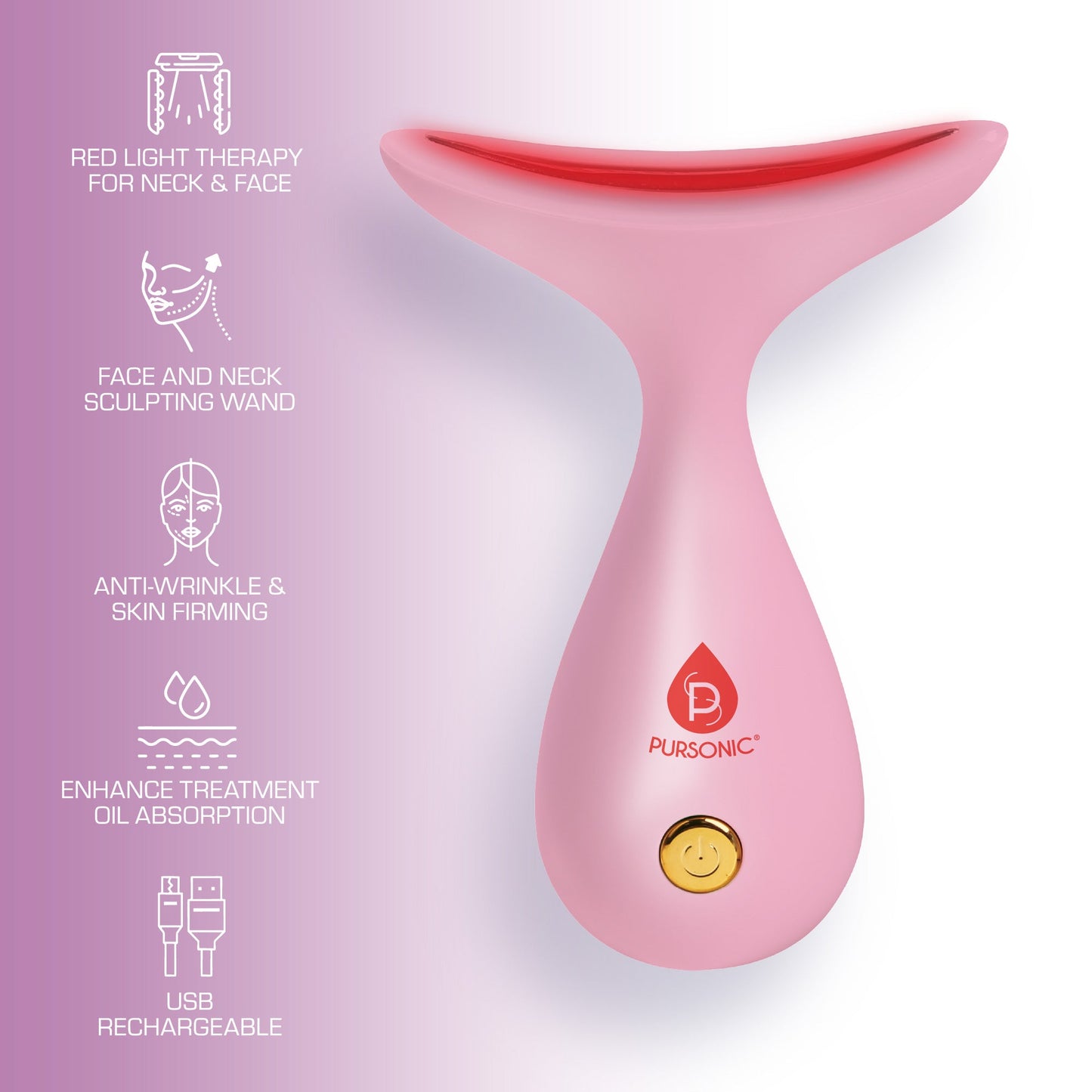 Pursonic LED Light Therapy Neck & Face Sculpting Wand-1