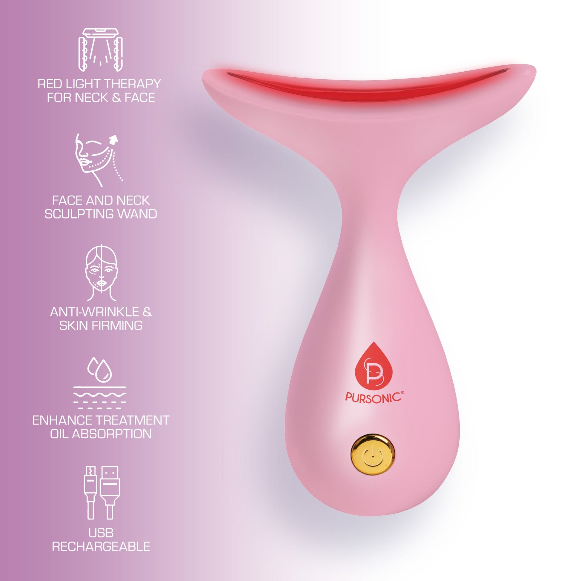 Pursonic LED Light Therapy Neck & Face Sculpting Wand-1