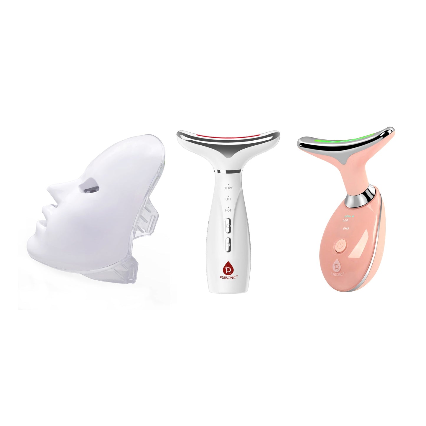 The Ultimate Glow Set: 2 Pursonic 7-in-1 Therapy Devices & LED Face Mask-0