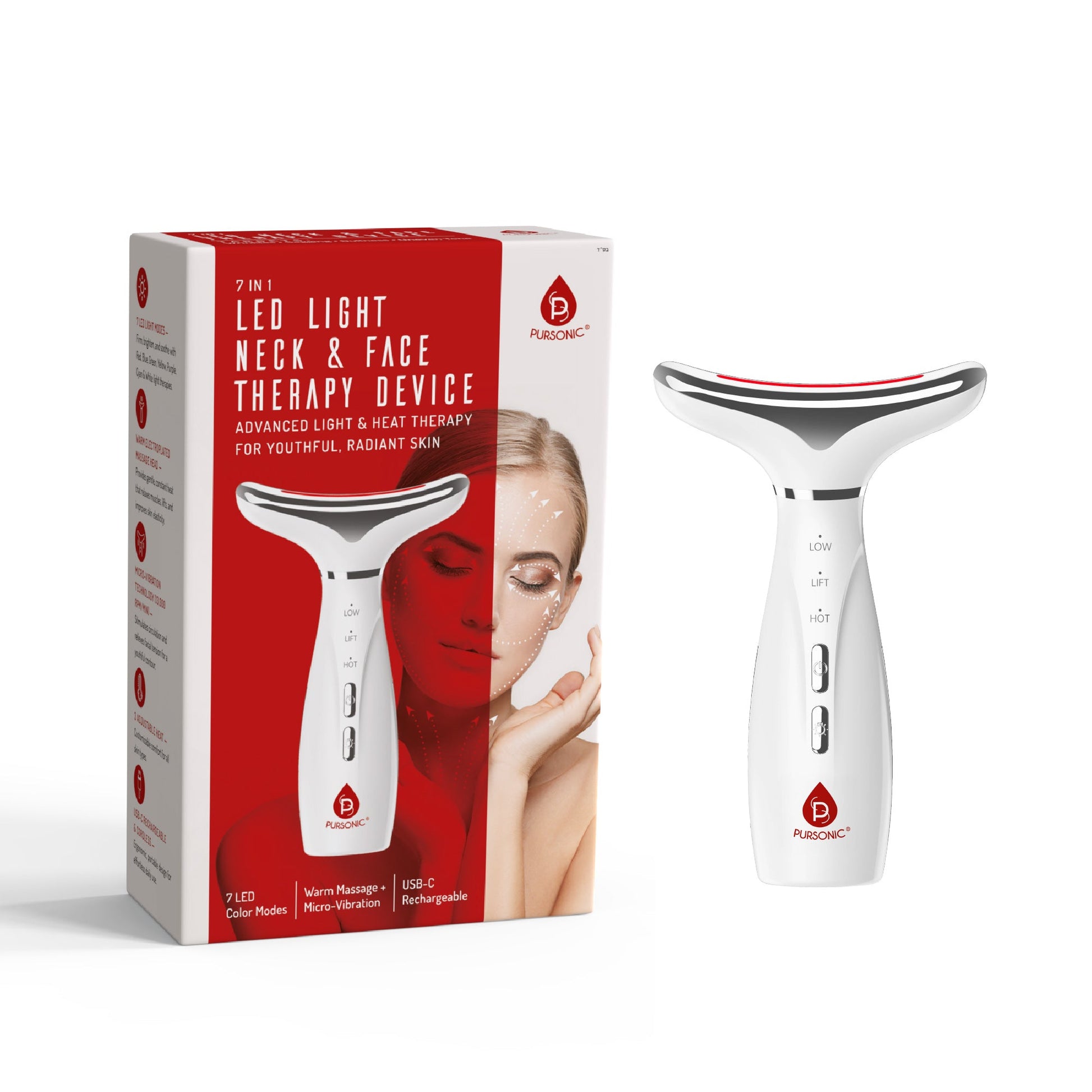 7-Color LED Light Therapy Neck & Face Device – Multi-Mode Rejuvenation System-0
