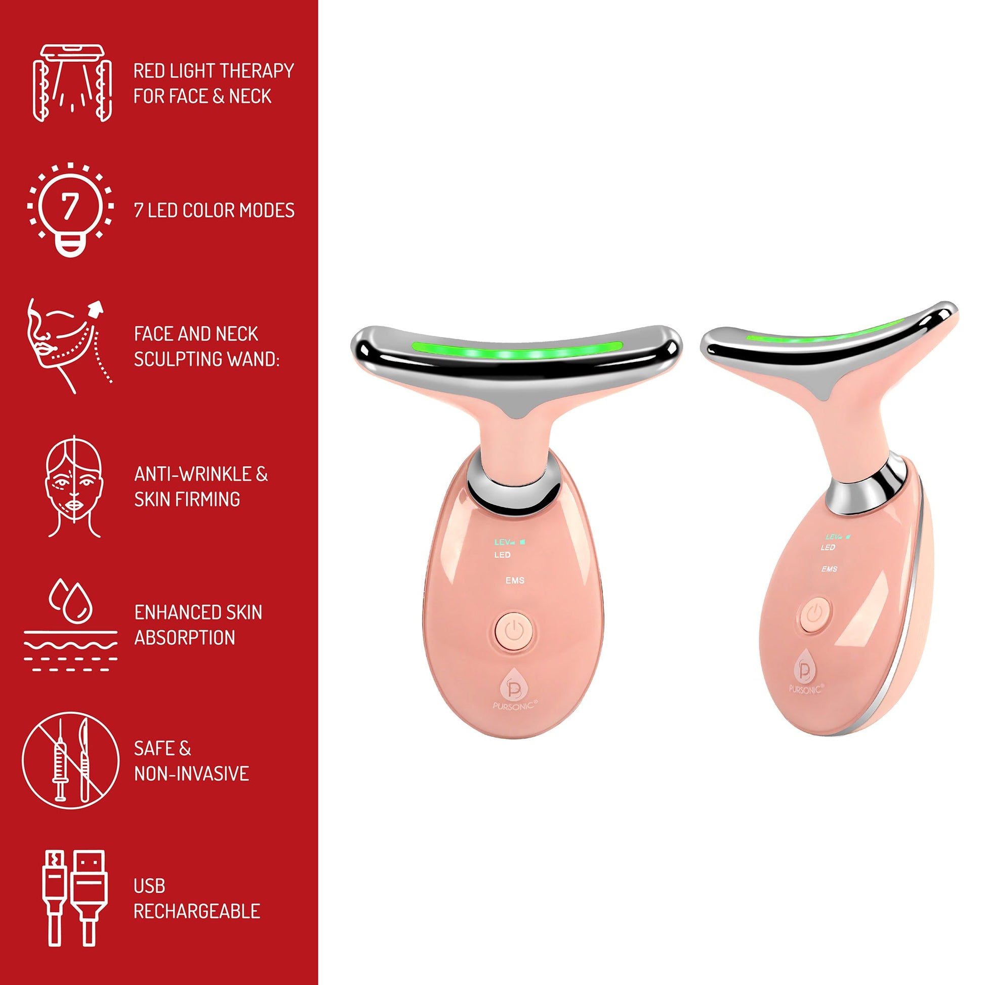 Pursonic Total LED Light Therapy System: Eye Mask, Multi-Function Device & Neck Plate-4