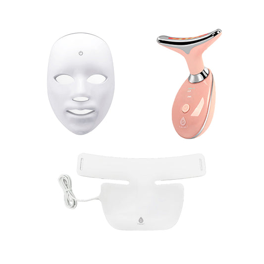 Pursonic Complete LED Skincare Therapy Bundle: Neckplate, 7-in-1 Light Therapy Wand & 7-in-1 Face Mask-0