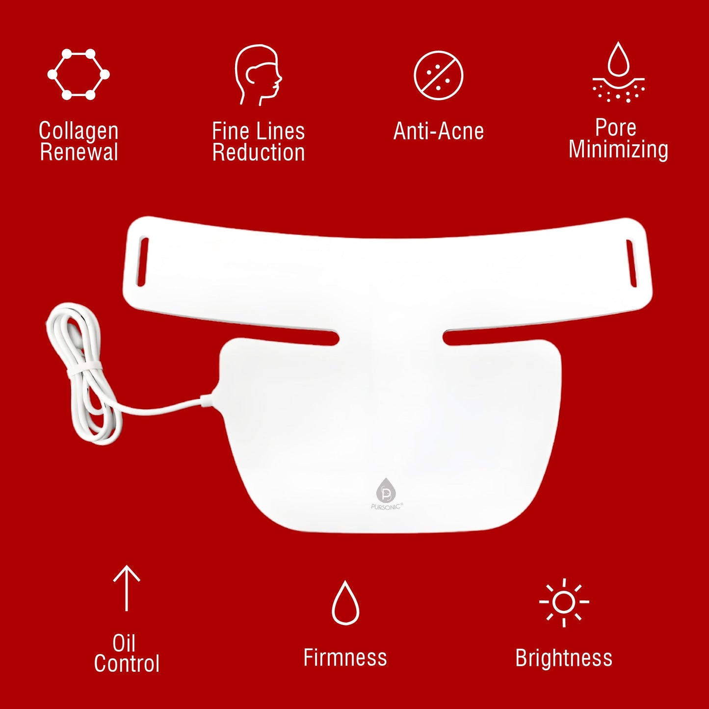 Pursonic 7-in-1 LED Light Therapy Face Mask, Sculpting Wand, and Neckplate-1