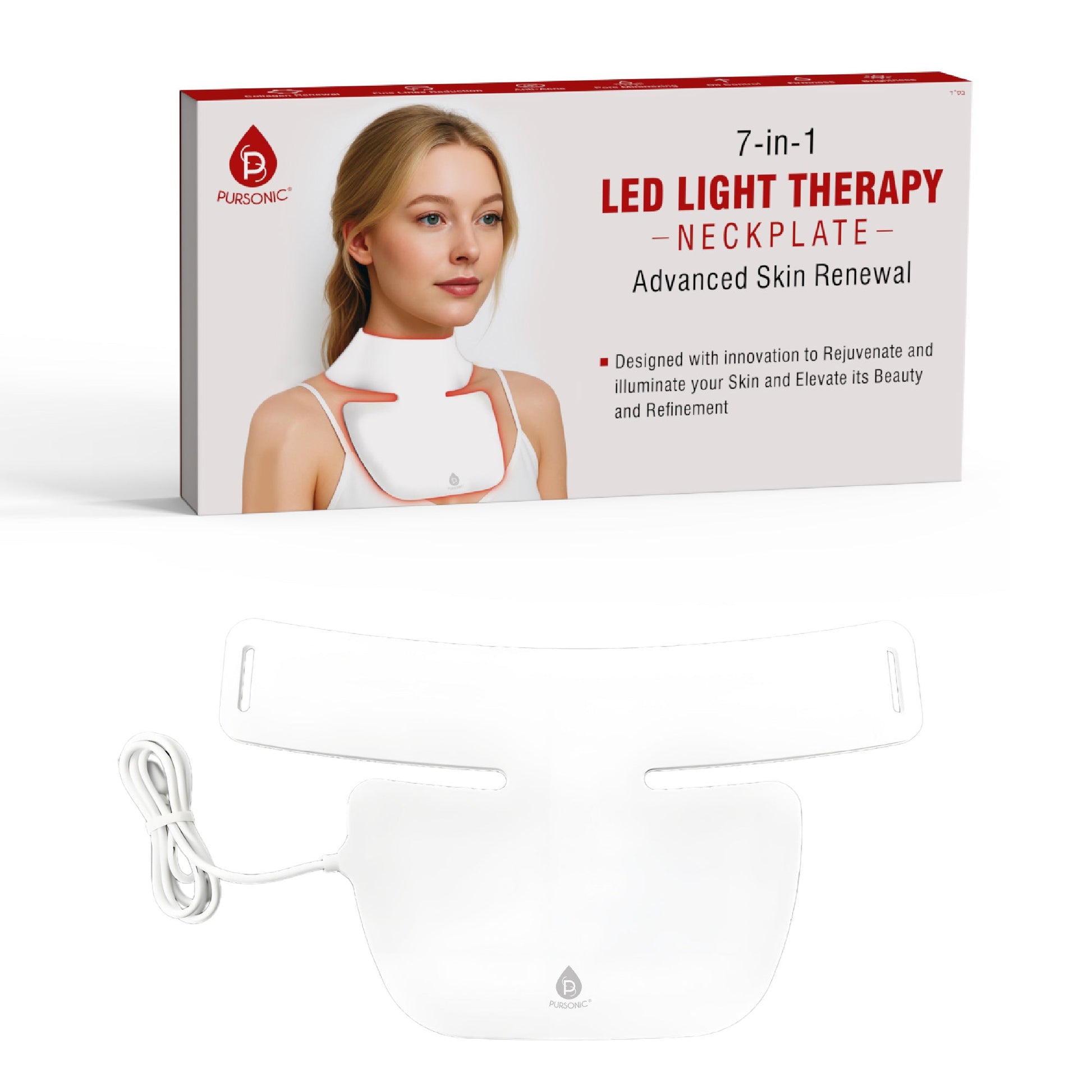 Pursonic LED Light Therapy Neckplate – Rejuvenate Your Neck & Décolleté-0
