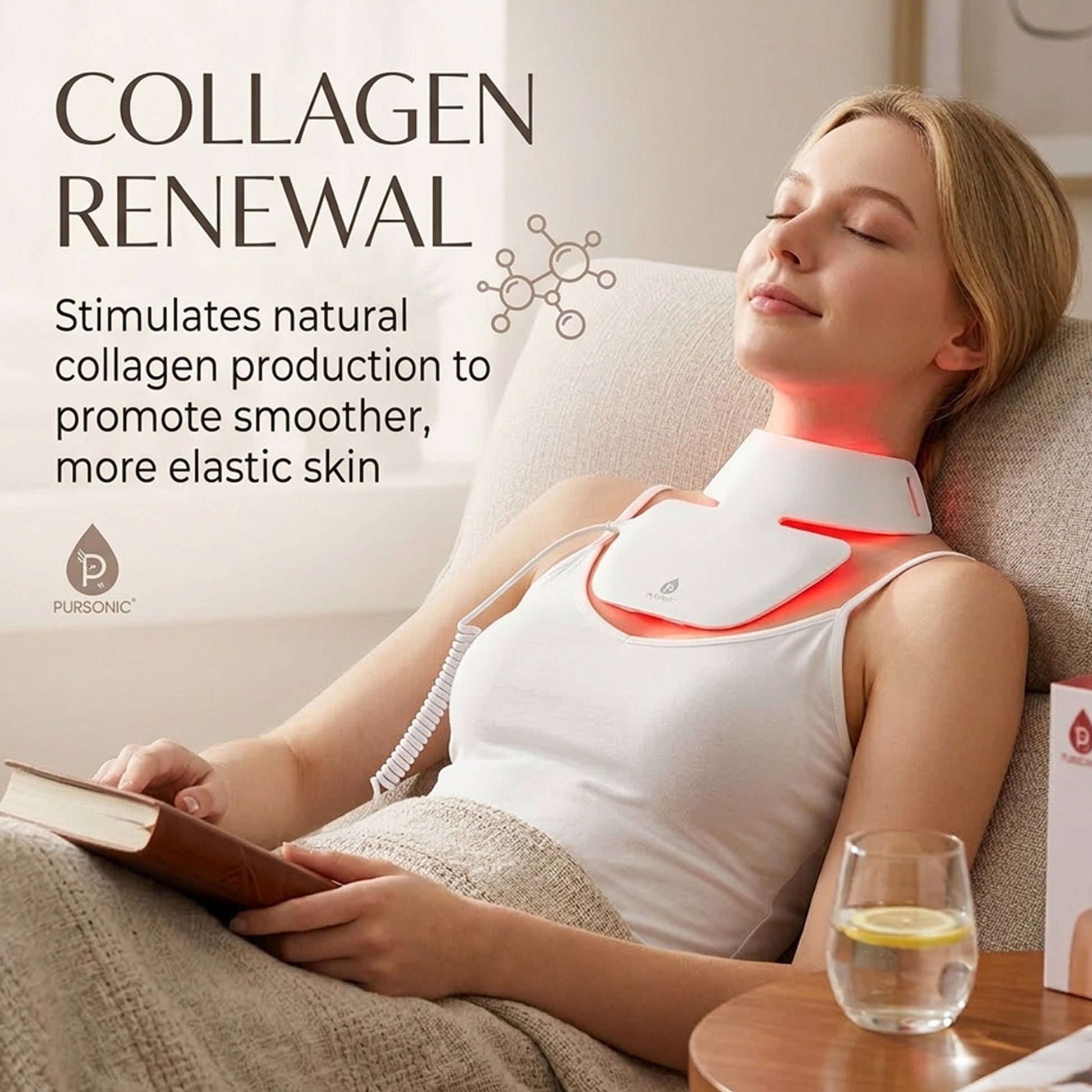 Pursonic LED Light Therapy Neckplate – Rejuvenate Your Neck & Décolleté-3
