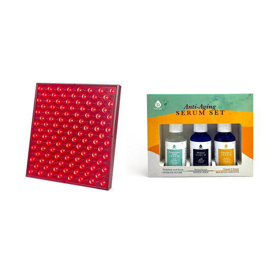 Pursonic LED Red Light Therapy Panel & Anti-Aging Serum Set (Vitamin C, Retinol, and Hyaluronic Acid)-0