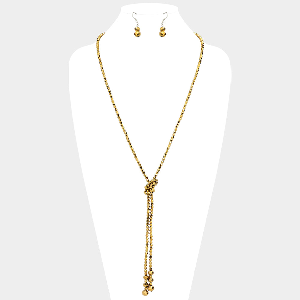 Faceted Beaded Y Shaped Necklace