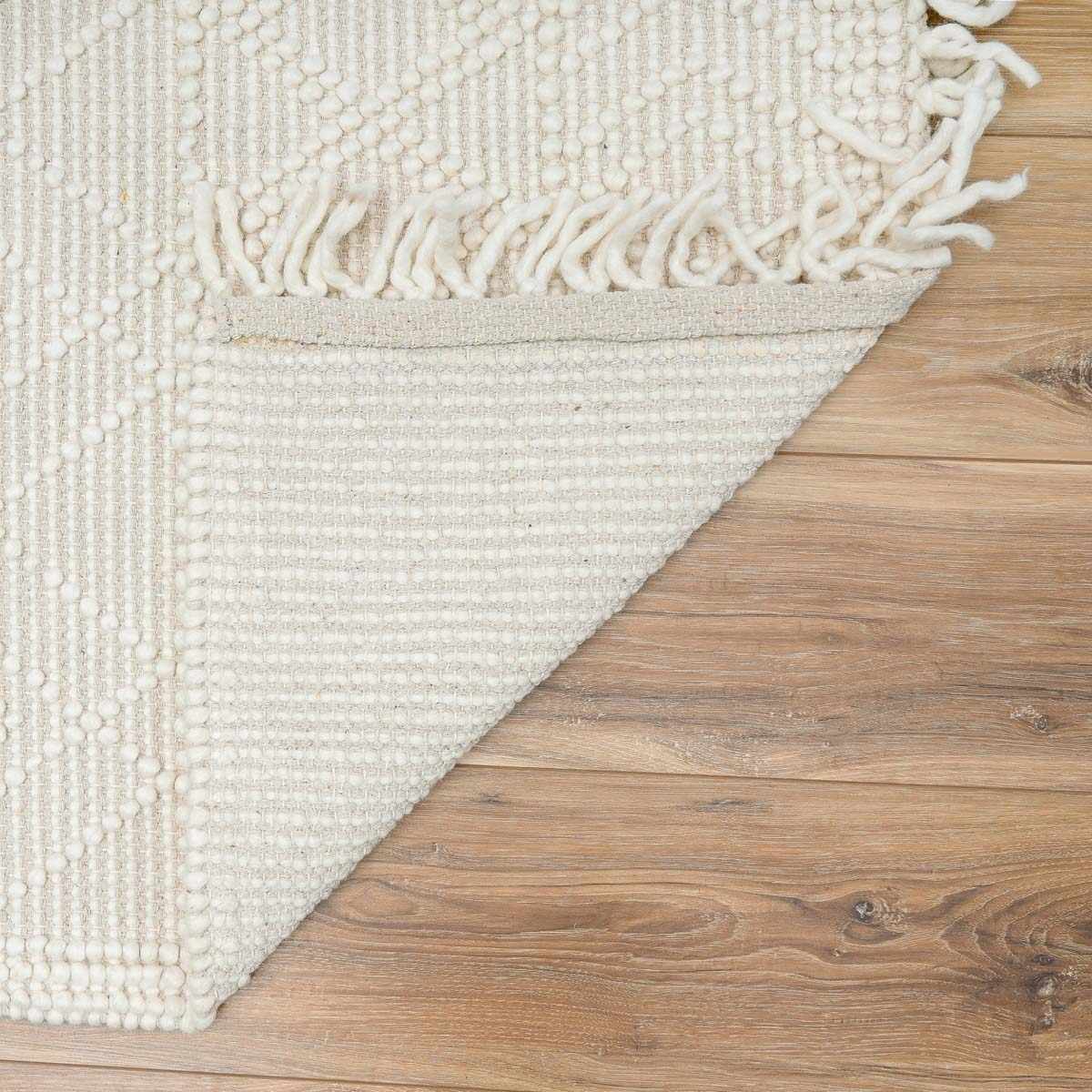 Ramsbury Beige Trellis Wool Rug-4