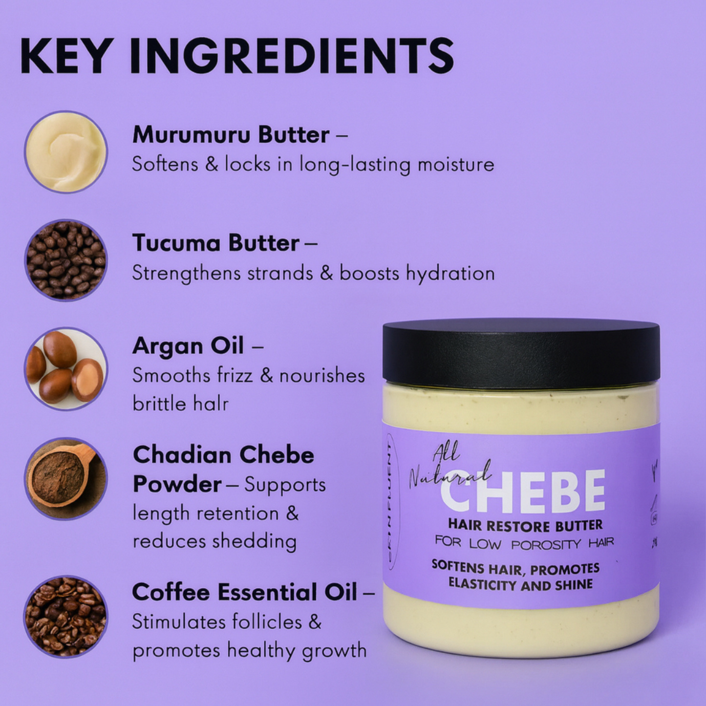 Low Porosity Chebe Hair Butter – Deep Moisture + Frizz Control-3