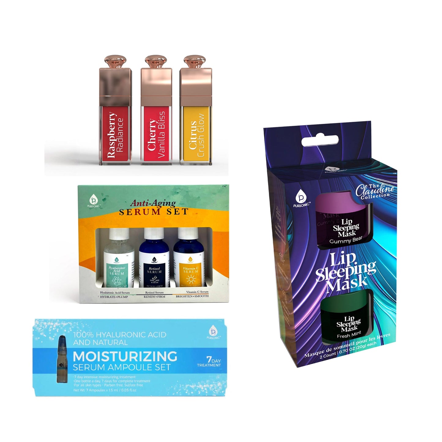 Ultimate Glow Collection: Nourishing Lip Oils, Overnight Lip Mask, Anti-Aging Serum Set & Hyaluronic 7-Day Treatment-0