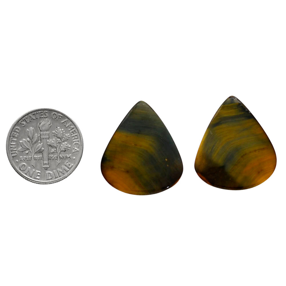 Blue Tiger Eye Pair 19x22.2x4 mm Pear Shape Polished Gemstone LS17-04208-1