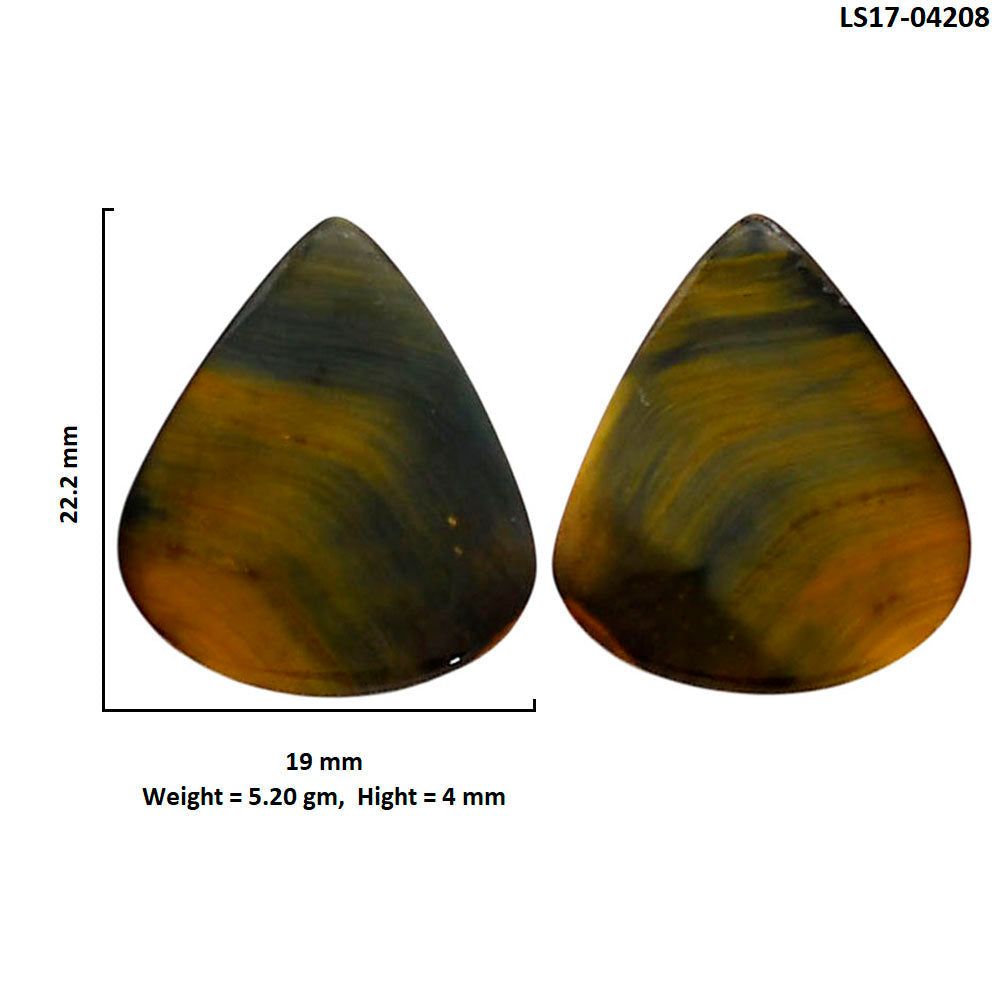 Blue Tiger Eye Pair 19x22.2x4 mm Pear Shape Polished Gemstone LS17-04208-2