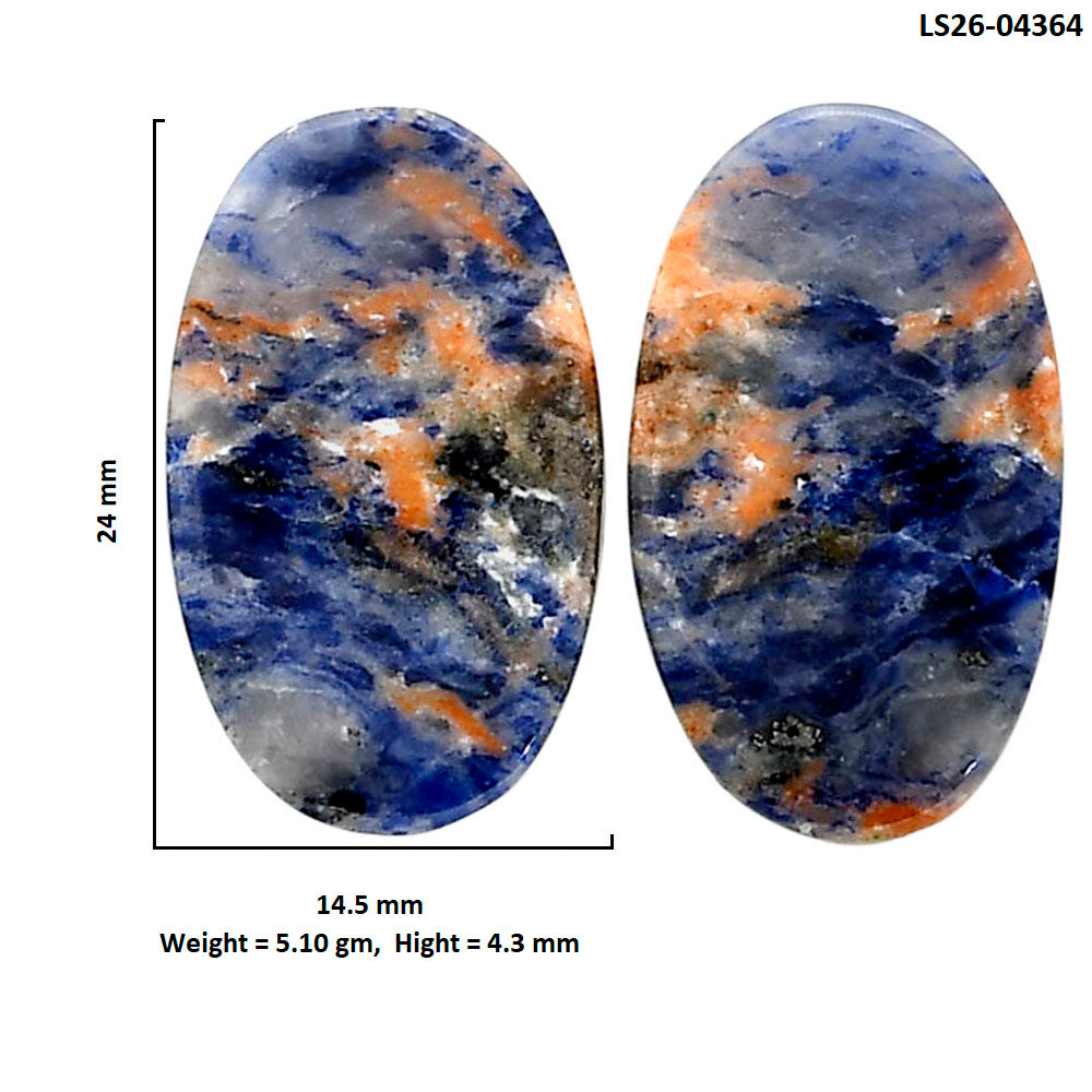 Sodalite Pair 14.5x24x4.3 mm Oval Shape Polished Gemstone LS26-04364-2