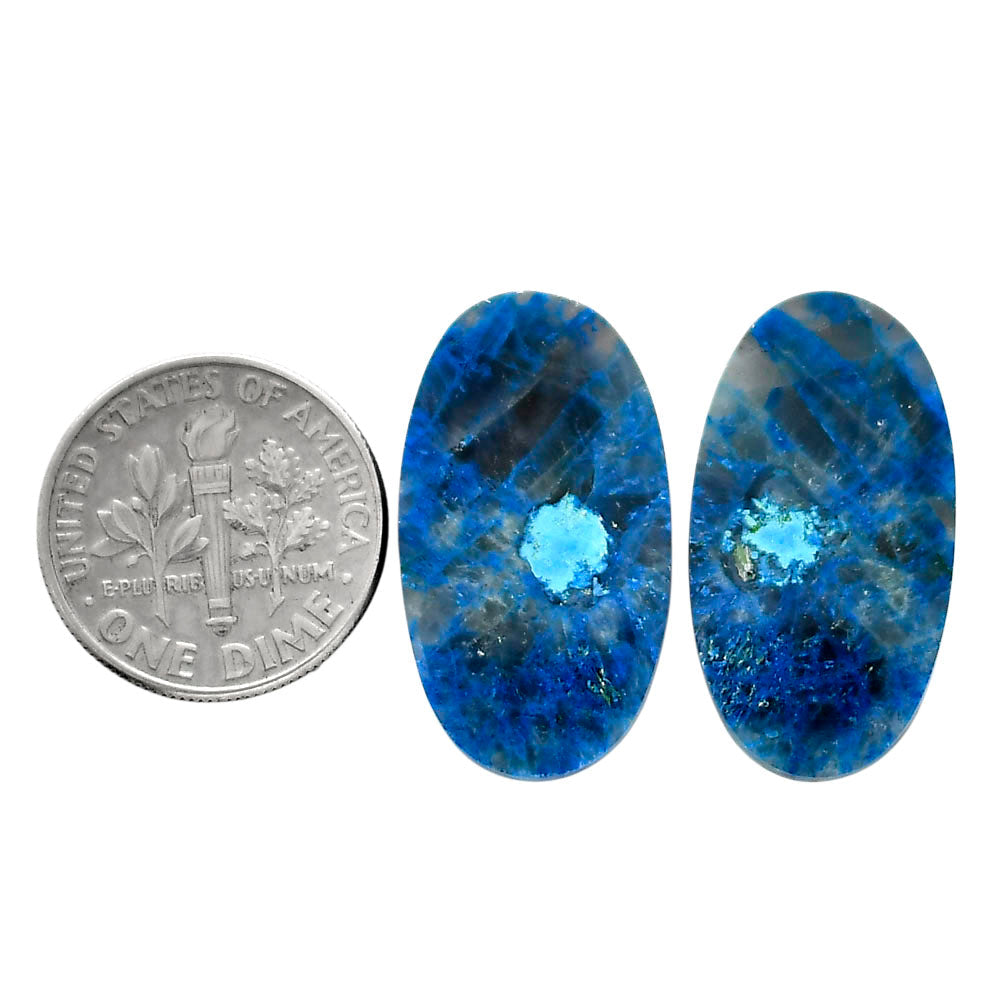 Shattuckite Pair 13.7x24.8x3.5 mm Oval Shape Polished Gemstone LS39-04644-1