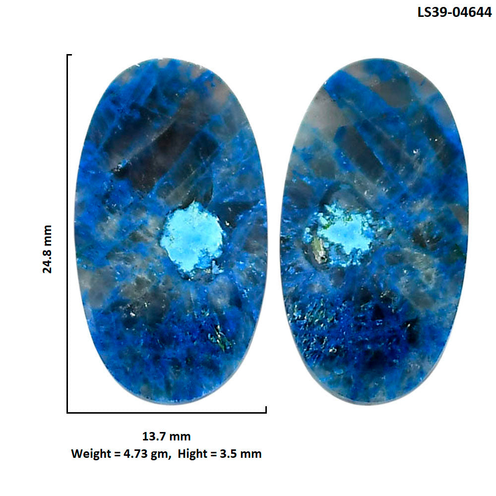 Shattuckite Pair 13.7x24.8x3.5 mm Oval Shape Polished Gemstone LS39-04644-2
