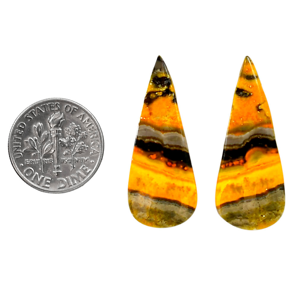 Indonesian Bumble Bee Pair 13x32.2x3.5 mm Pear Shape Polished Gemstone LS69-04121-1