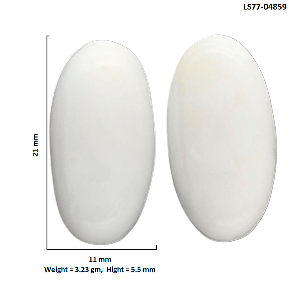 White Opal Pair 11x21x5.5 mm Oval Shape Polished Gemstone LS77-04859-2