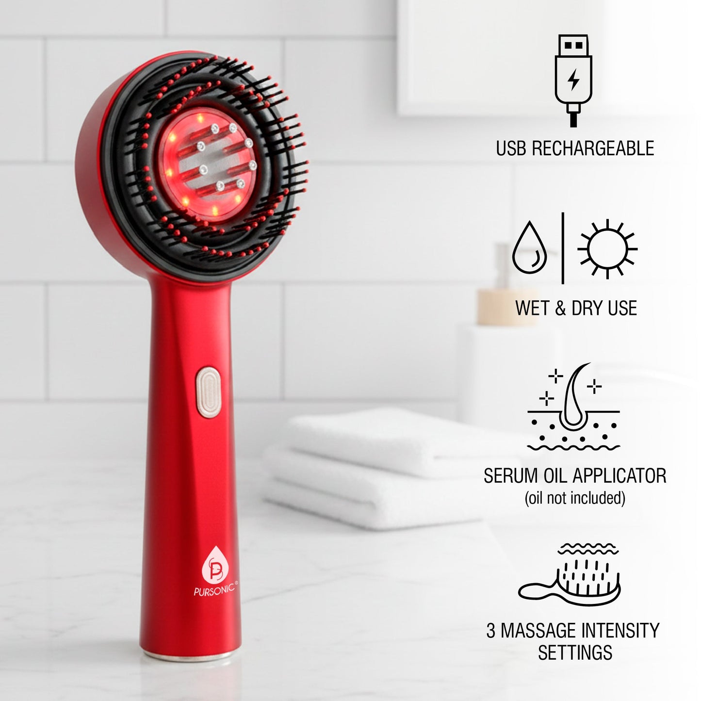 The Ultimate Hair & Beauty Wellness Bundle: LED Therapy Brush, Castor Oil, & Sweet Almond Oil-1