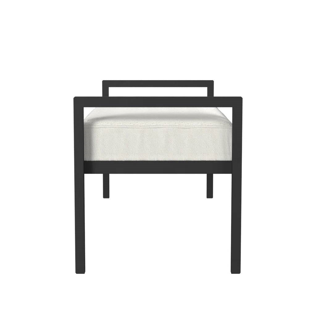 Modern Industrial Bed Bench with Black Metal Frame and Cream Upholstered Cushion-3
