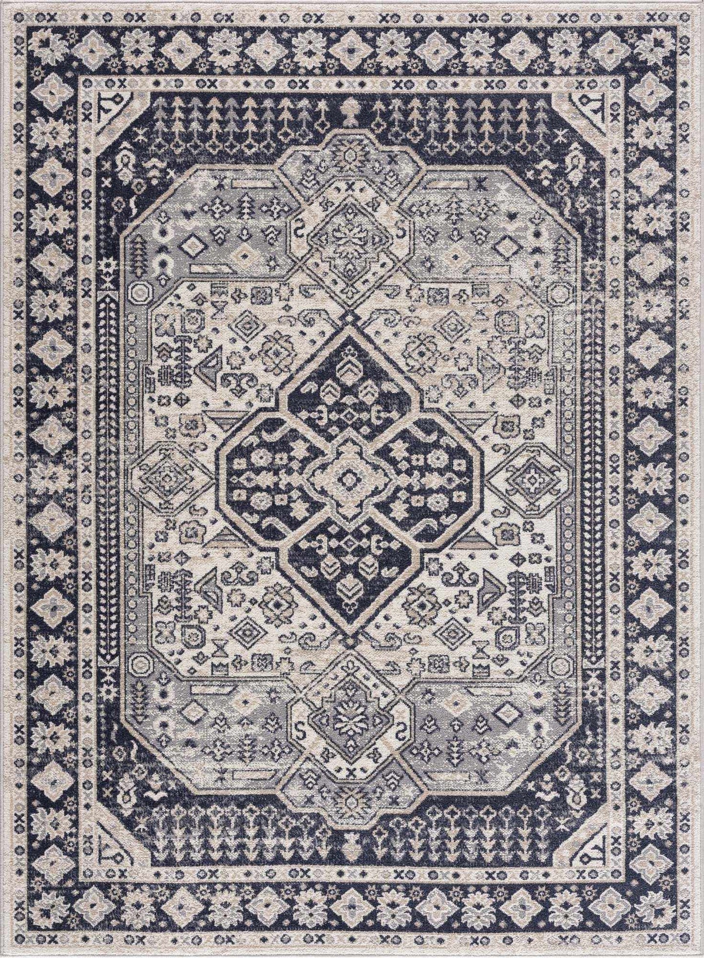 Cabacungan Cream & Gray Washable Area Rug-3