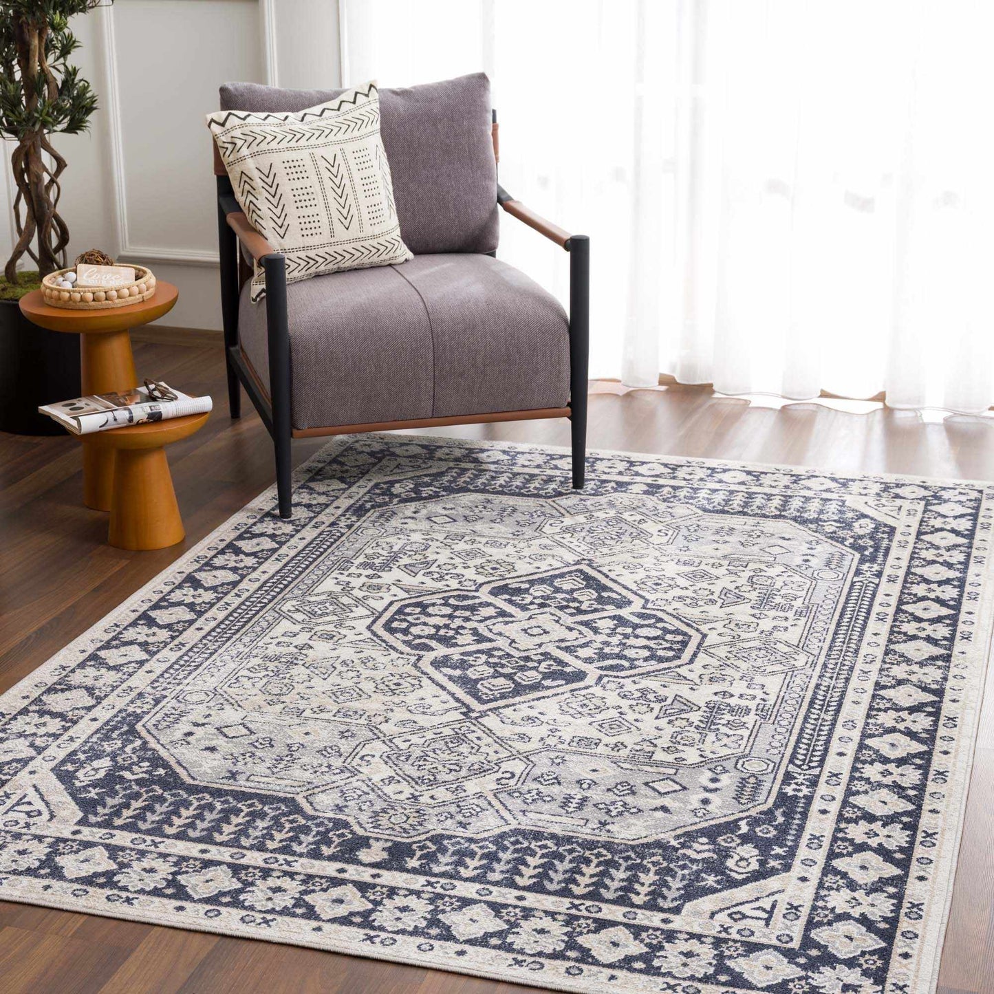 Cabacungan Cream & Gray Washable Area Rug-0