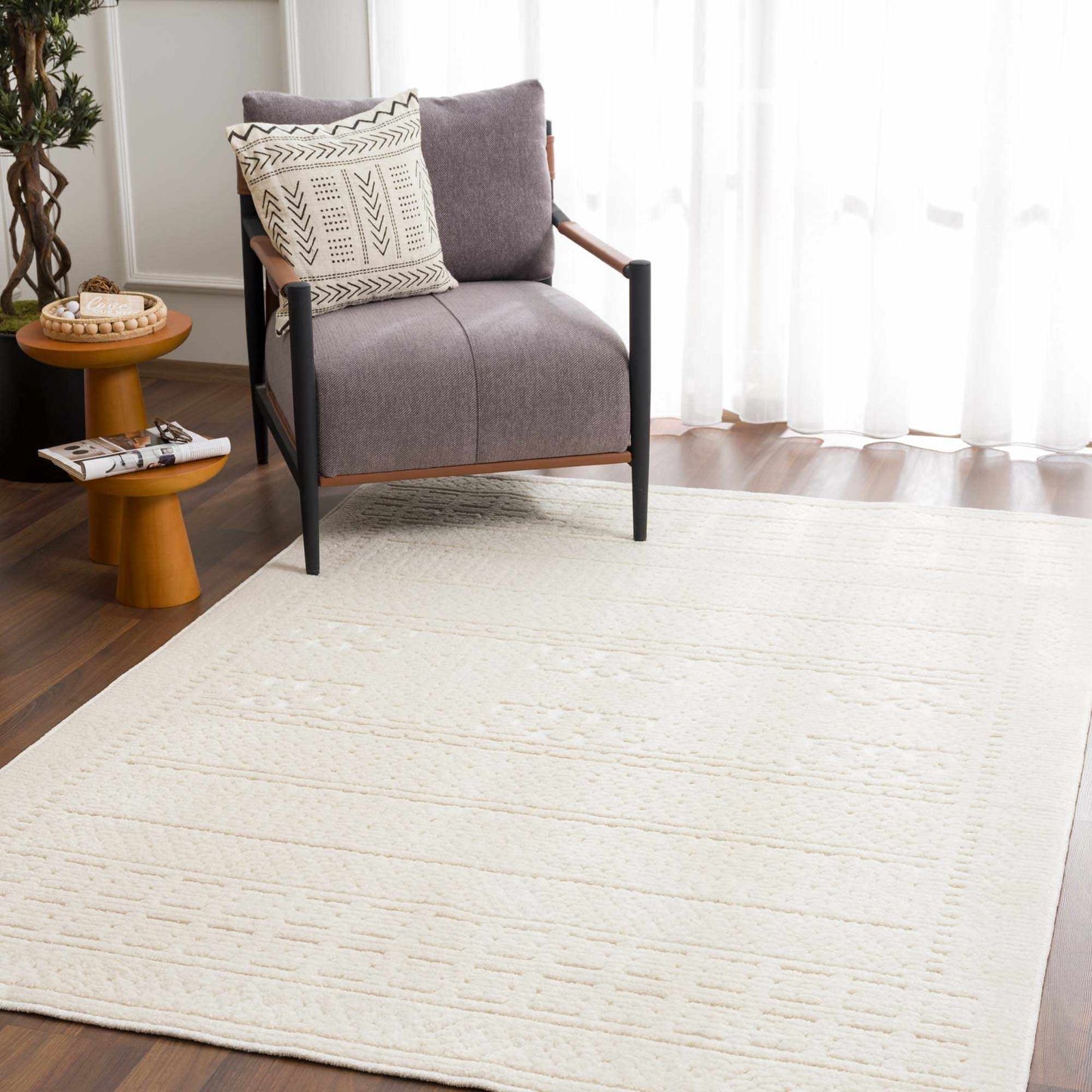 Bahar Cream Washable Area Rug-2