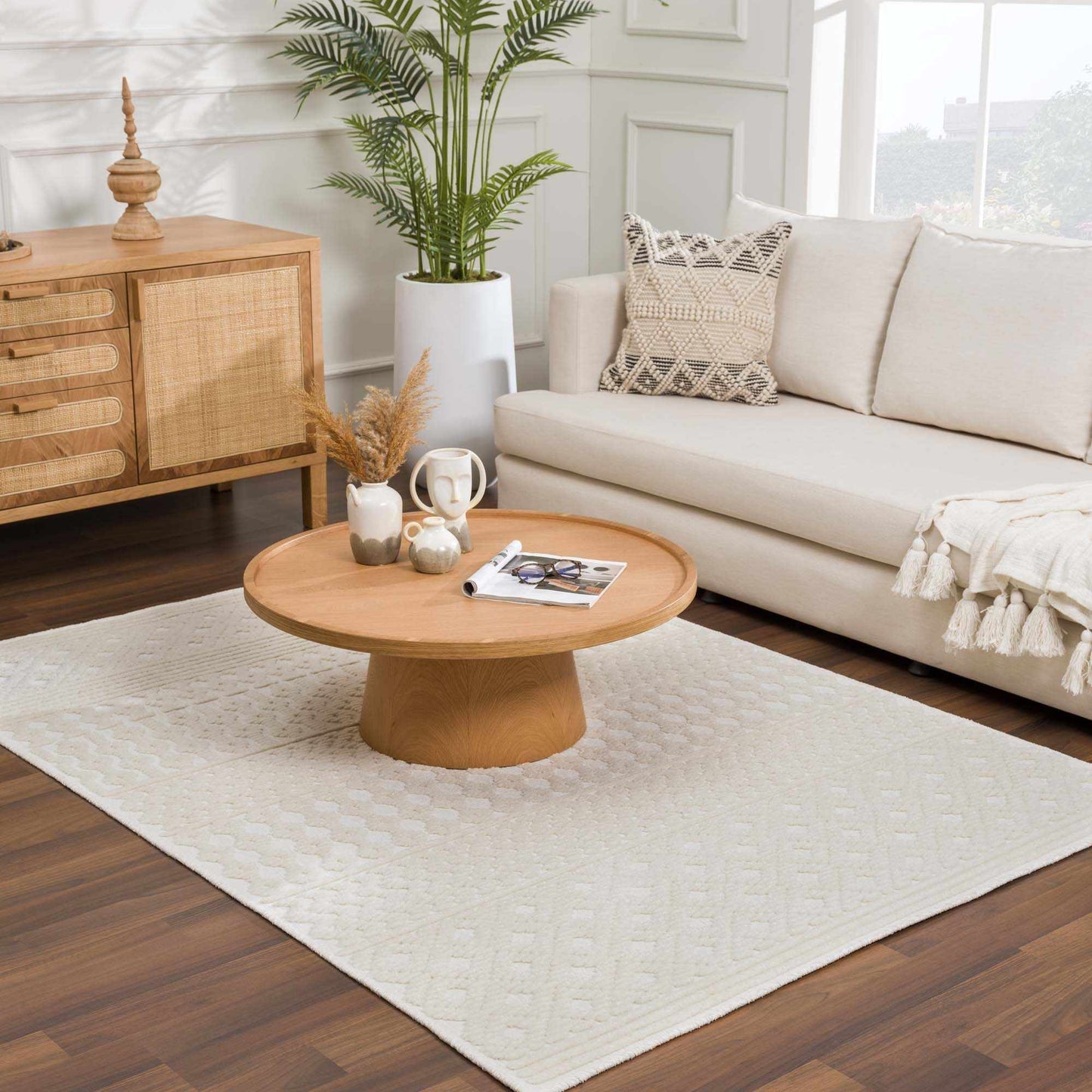 Drago White Washable Area Rug-6
