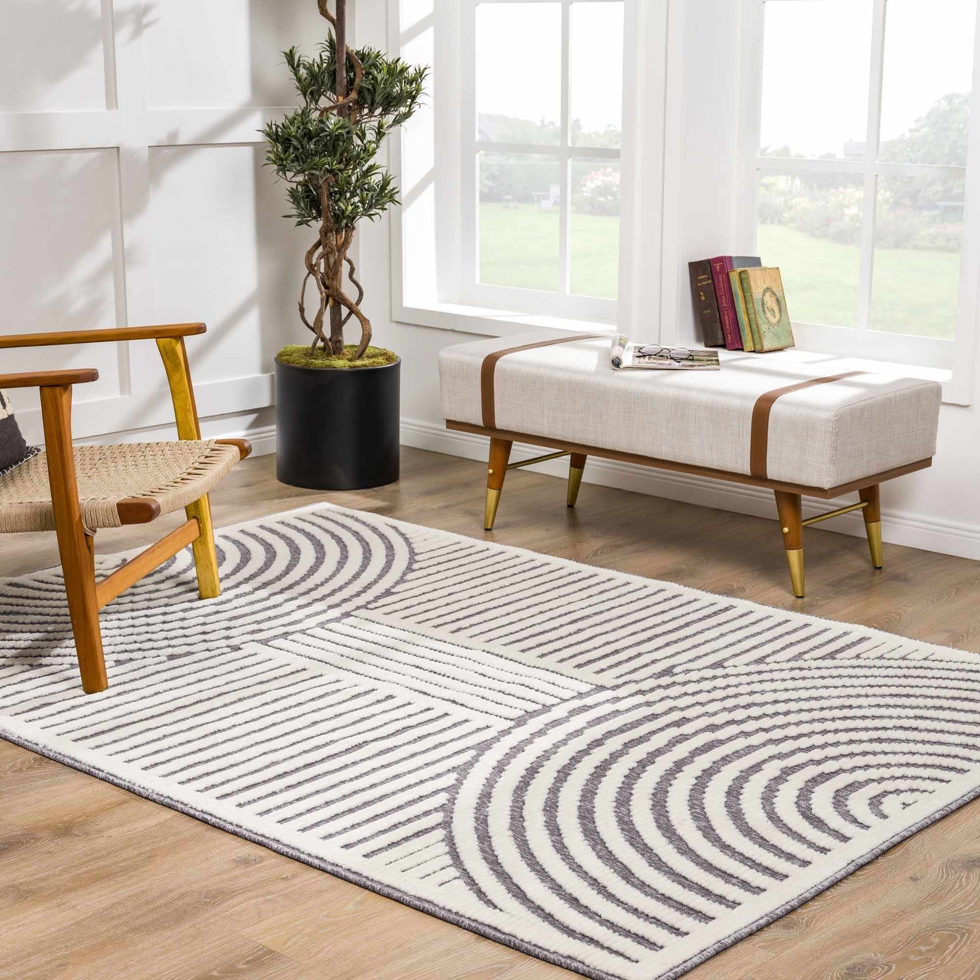 Deron Gray Rainbow Washable Rug-1