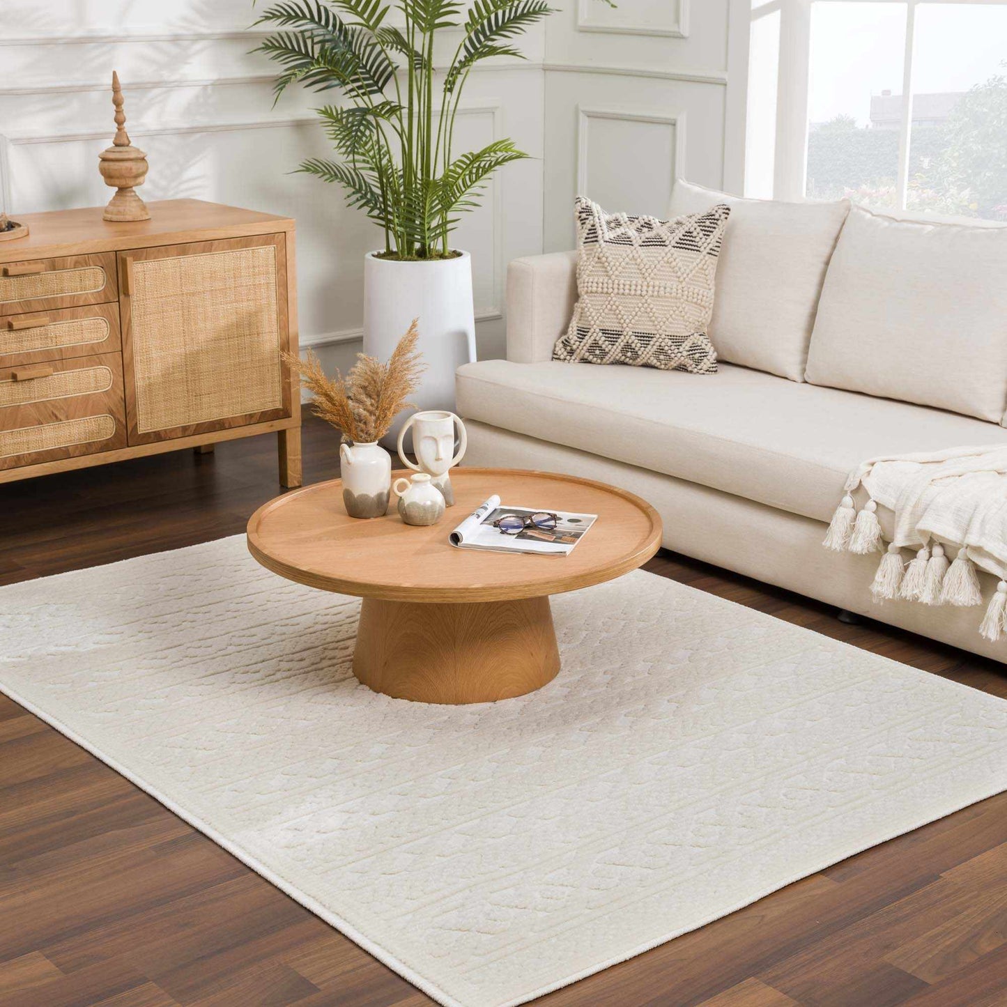 Fadey White 3D Washable Rug-5