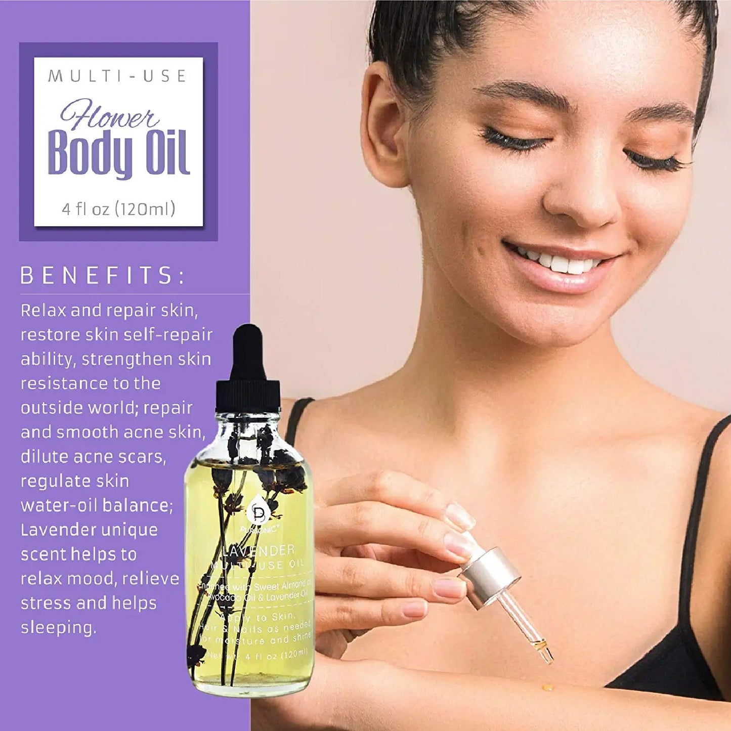 Lavendar Flower Multi Use  Body Oils 4 Oz-3