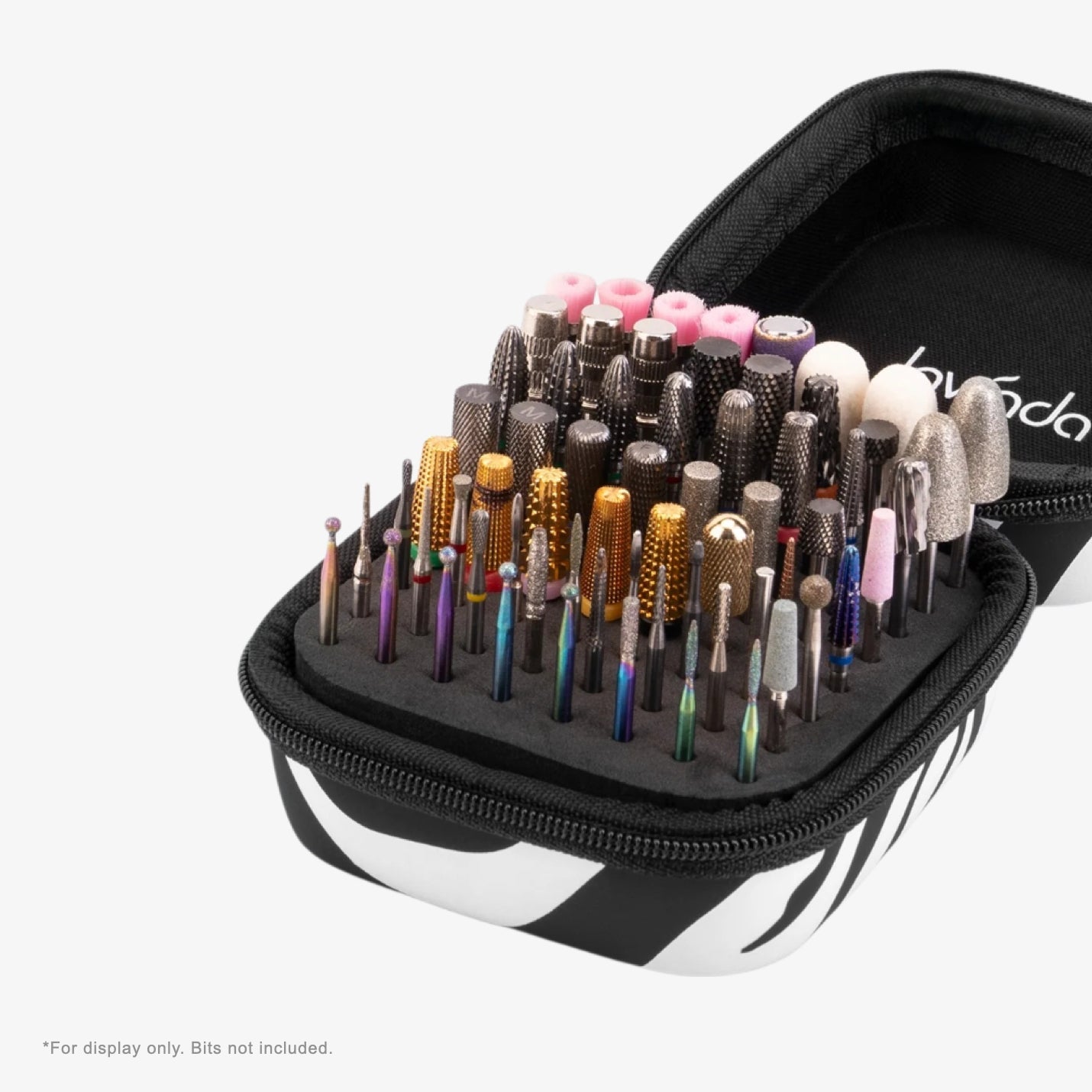 Nail Drill Bit Holder Case – Zebra Print – 64-Hole Dustproof