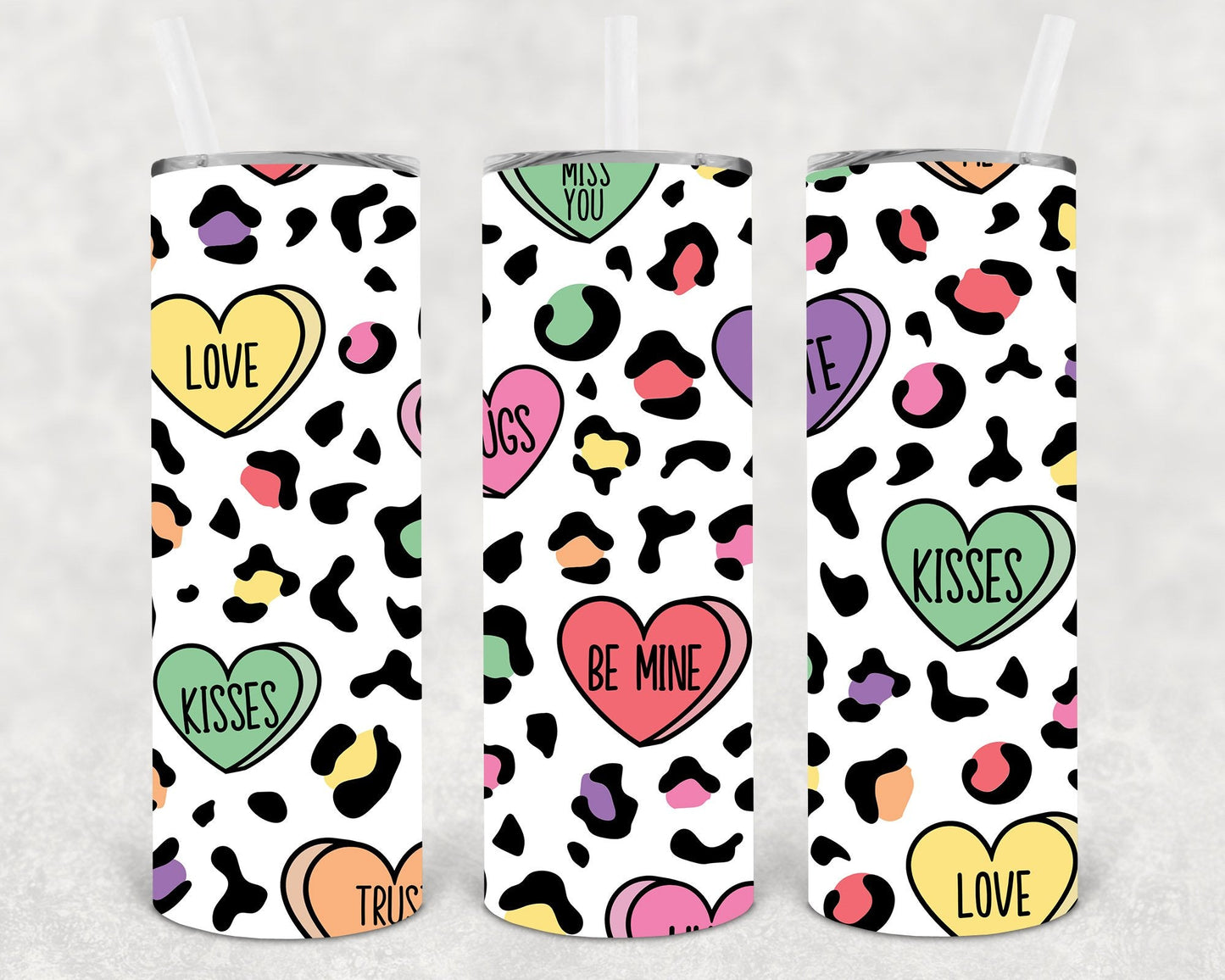 Leopard Hearts 20 oz Skinny Tumbler