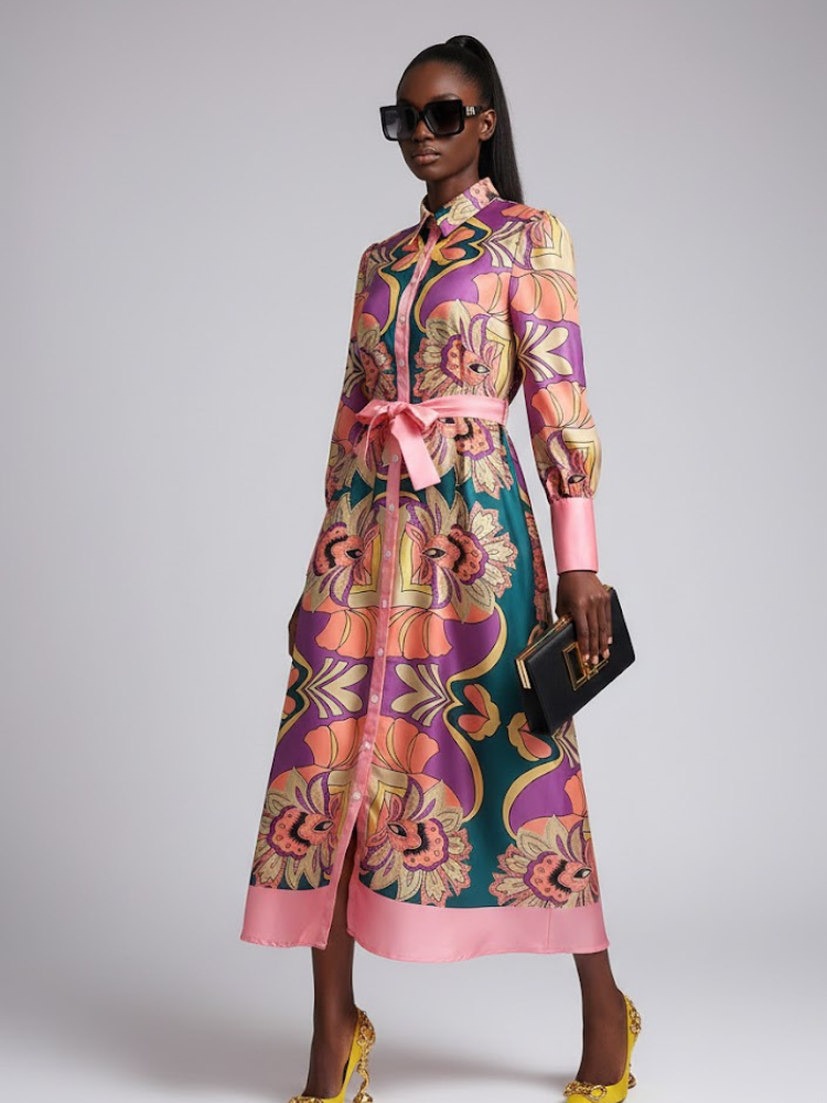 Long SOHO Geometric Print Dress Prêt-à-Porter BYMANYC ® New York-0