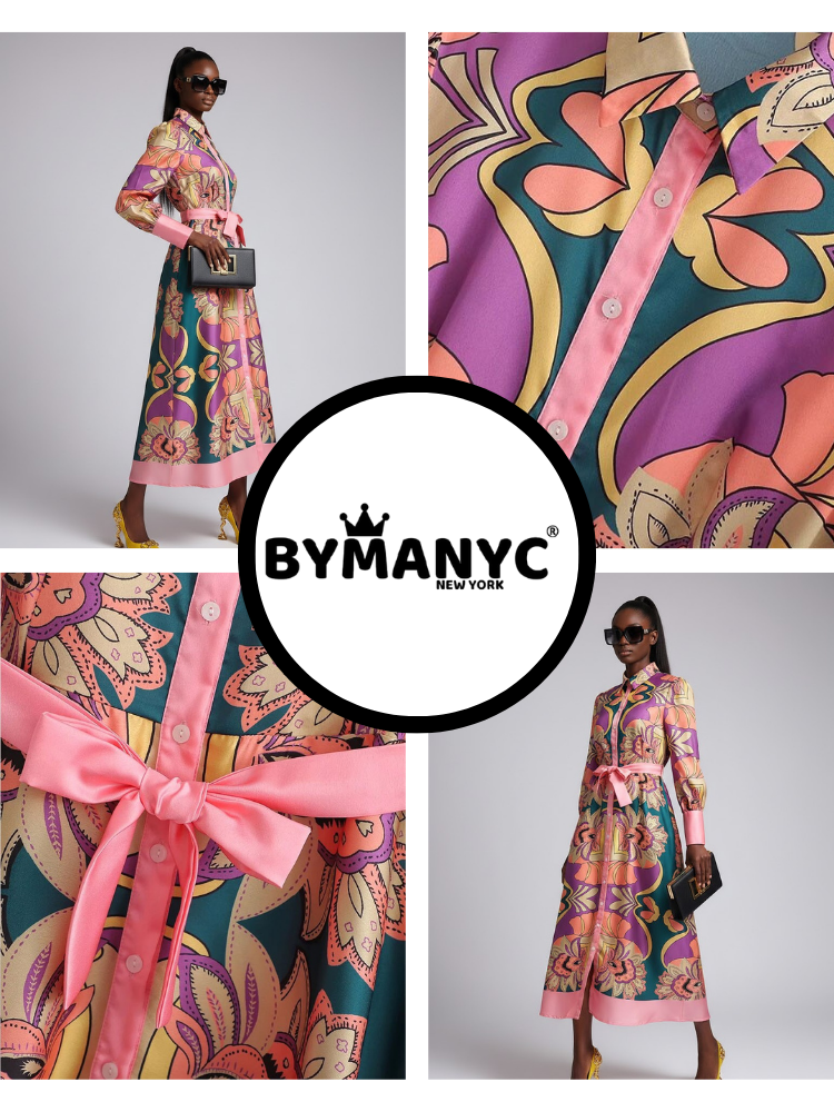 Long SOHO Geometric Print Dress Prêt-à-Porter BYMANYC ® New York-3