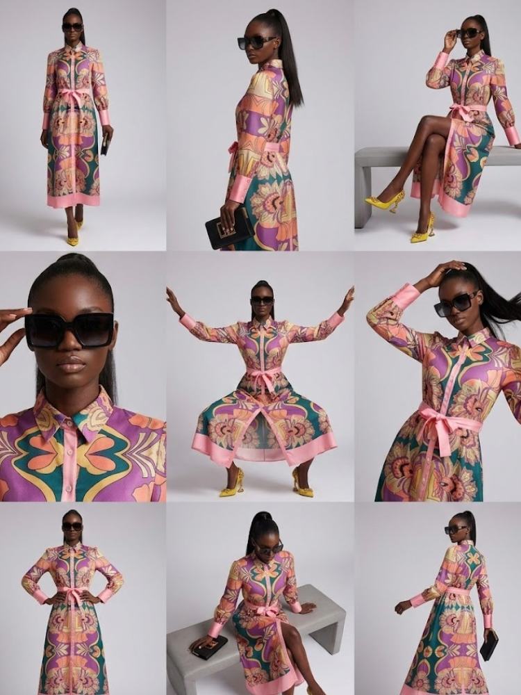 Long SOHO Geometric Print Dress Prêt-à-Porter BYMANYC ® New York-1