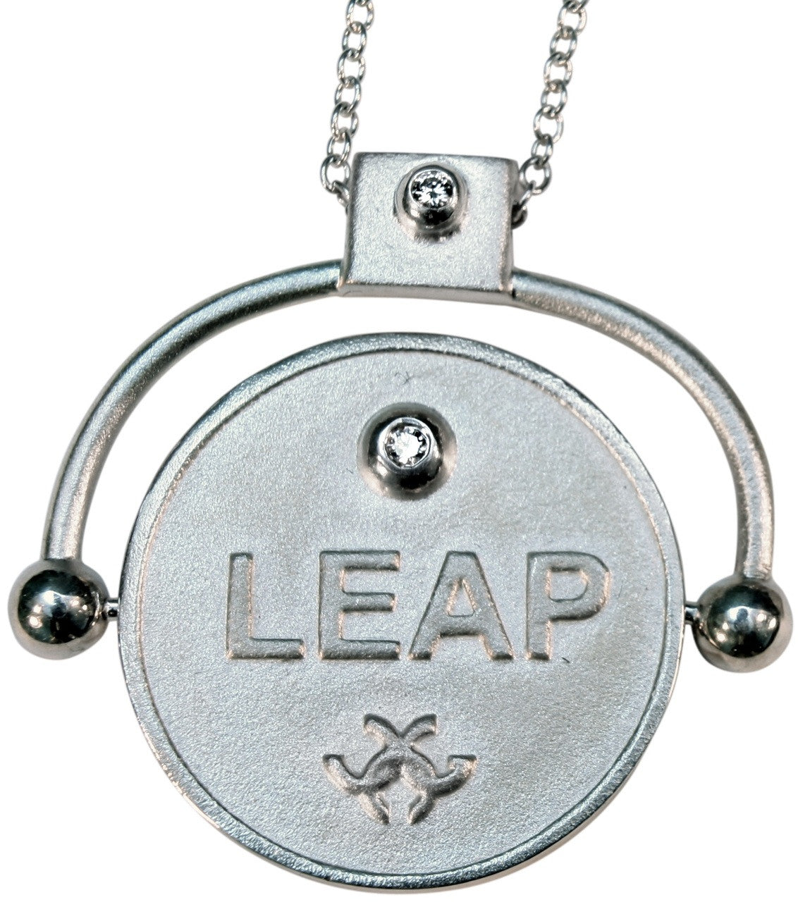 Decision Coin Necklace: "Look / Leap" Sterling Silver with Diamonds-7
