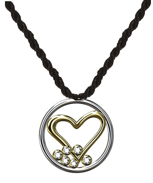 Love Pendant, 18K yellow and white gold with diamonds.  On cord.-0