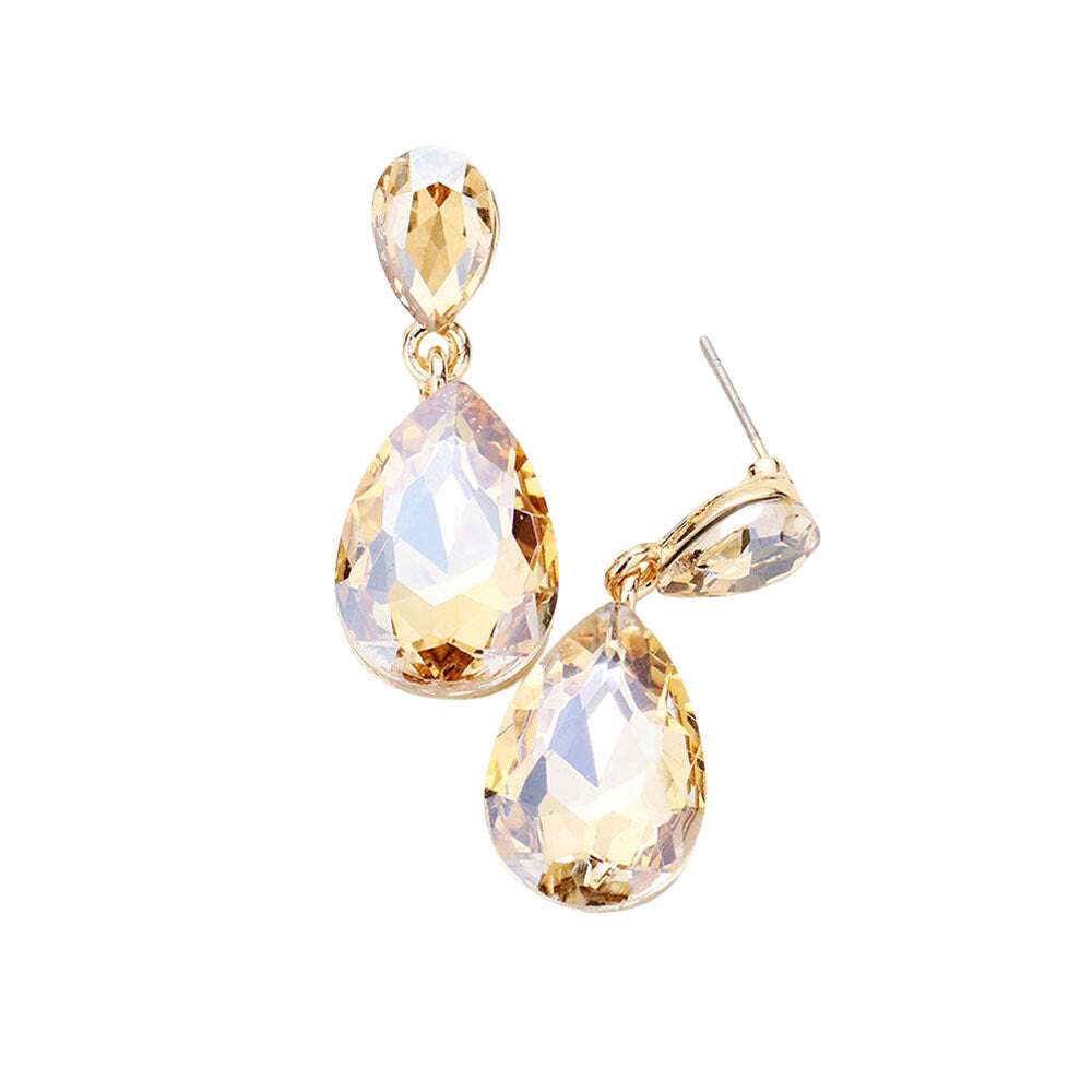 Glass Crystal Teardrop Dangle Earrings