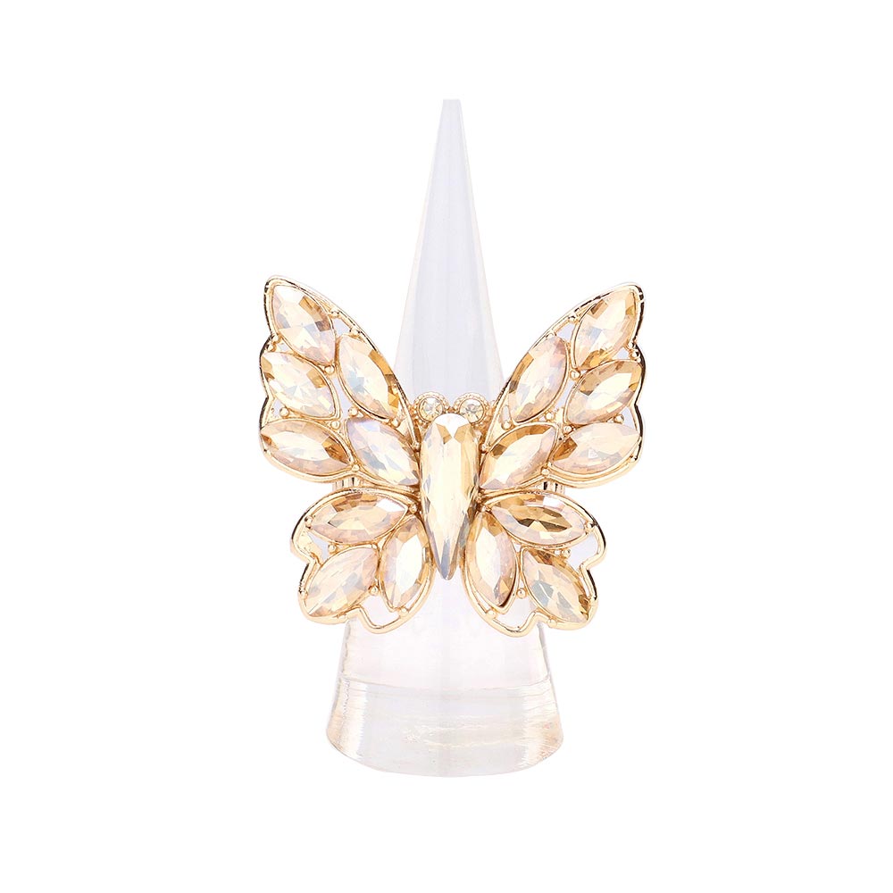 Marquise Stone Cluster Butterfly Stretch Ring