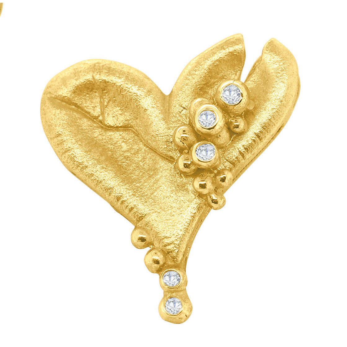 Lucky Break Heart Earrings-18K Gold with Overflowing Diamonds-13