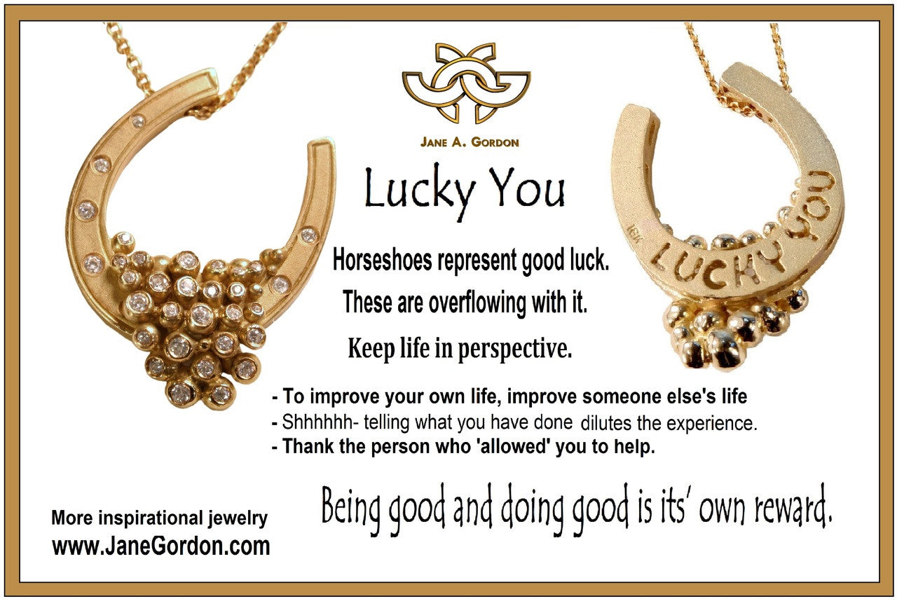 "Lucky You" Equestrian Horseshoe Pendant-Small-14K Gold with Diamonds-8