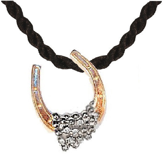 "Lucky You" Equestrian Horseshoe Pendant-Small-14K Gold with Diamonds-7