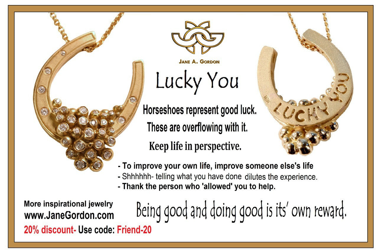 Equestrian "Lucky You" Horseshoe Earrings-18k Gold with Diamonds-1