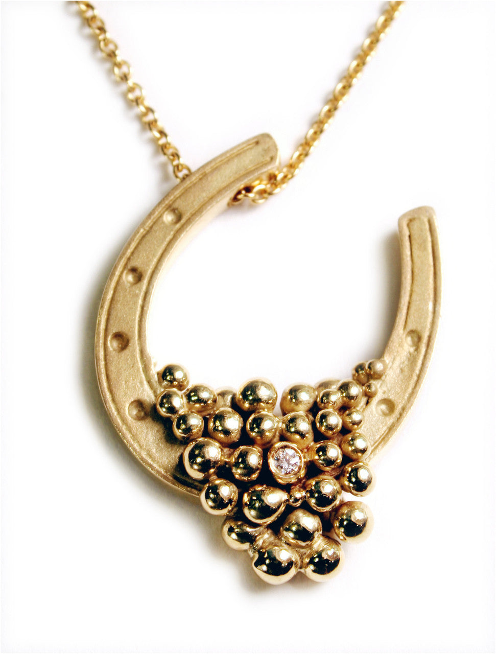 "Lucky You" Equestrian Horseshoe Necklace-Sterling silver, one diamond dot.-7