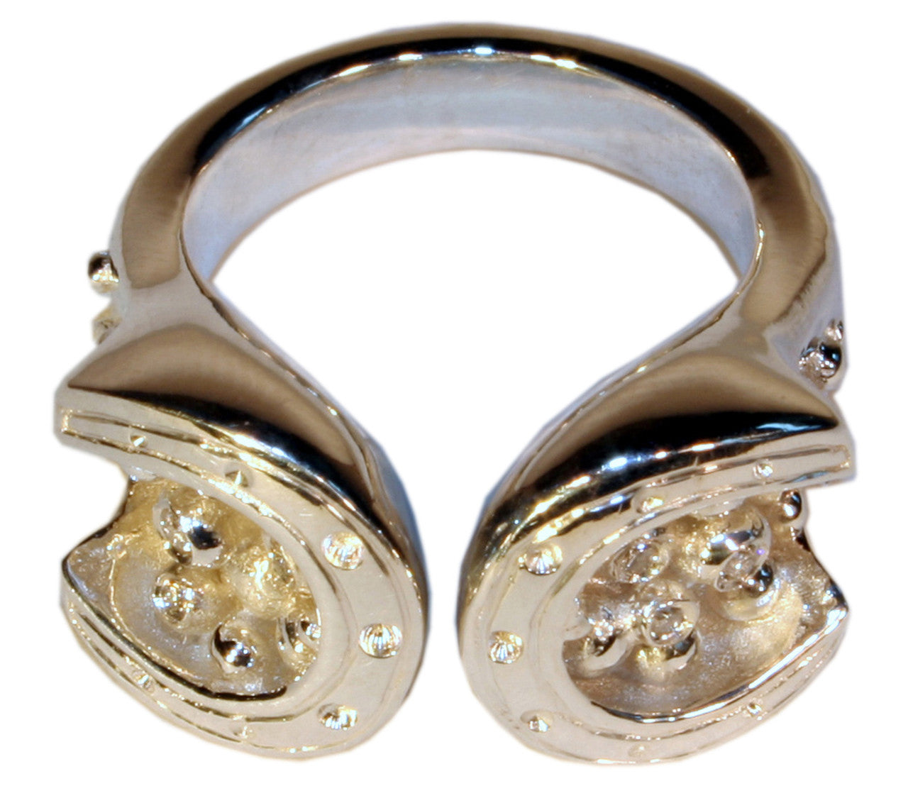 Equestrian "Lucky You" Horseshoe Ring-18K Gold with Diamonds. Large version.-12