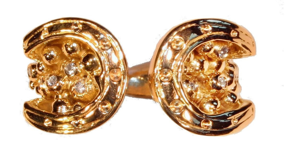 Equestrian "Lucky You" Horseshoe Ring-18K Gold with Diamonds. Large version.-9