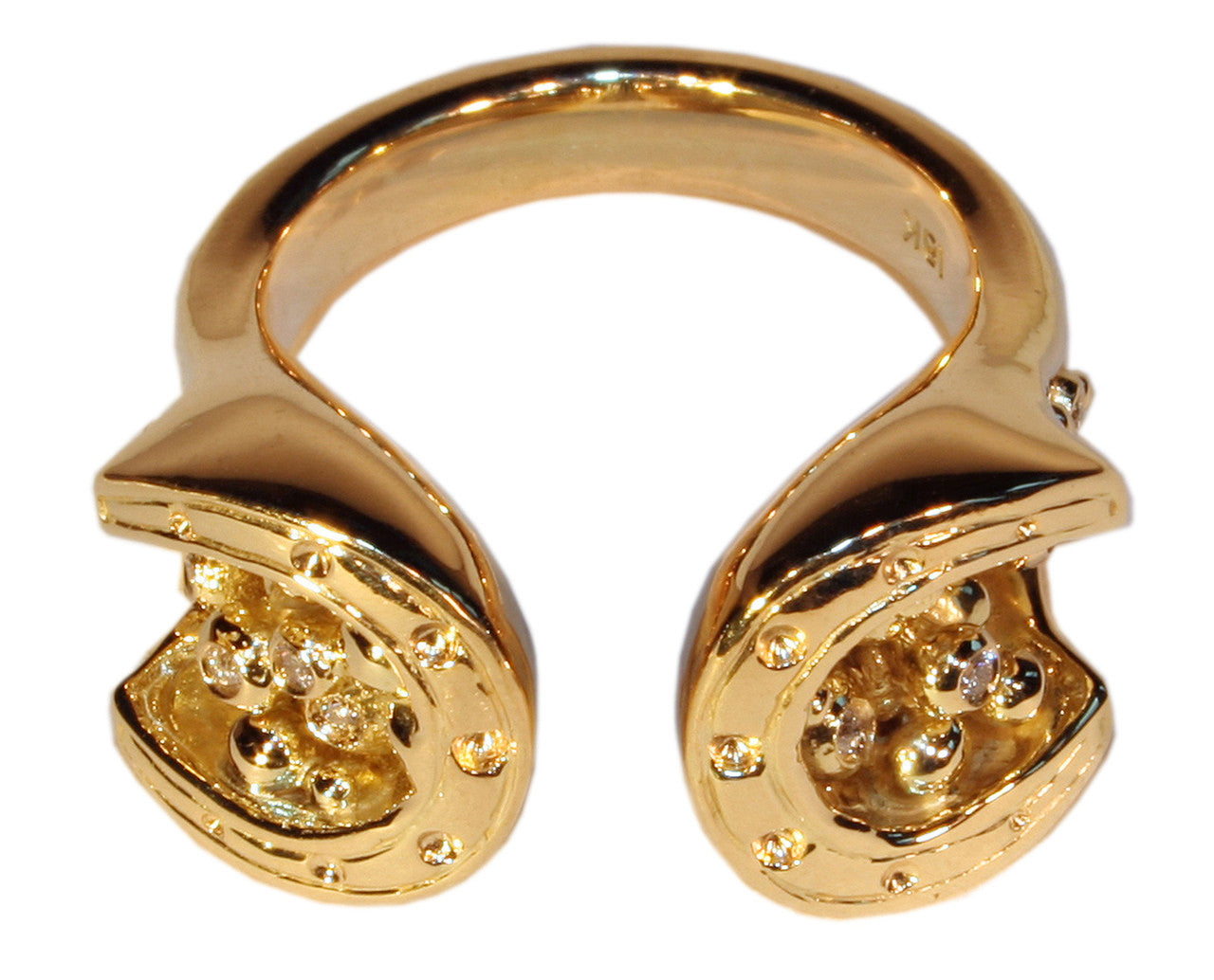 Equestrian "Lucky You" Horseshoe Ring-18K Gold with Diamonds. Large version.-3