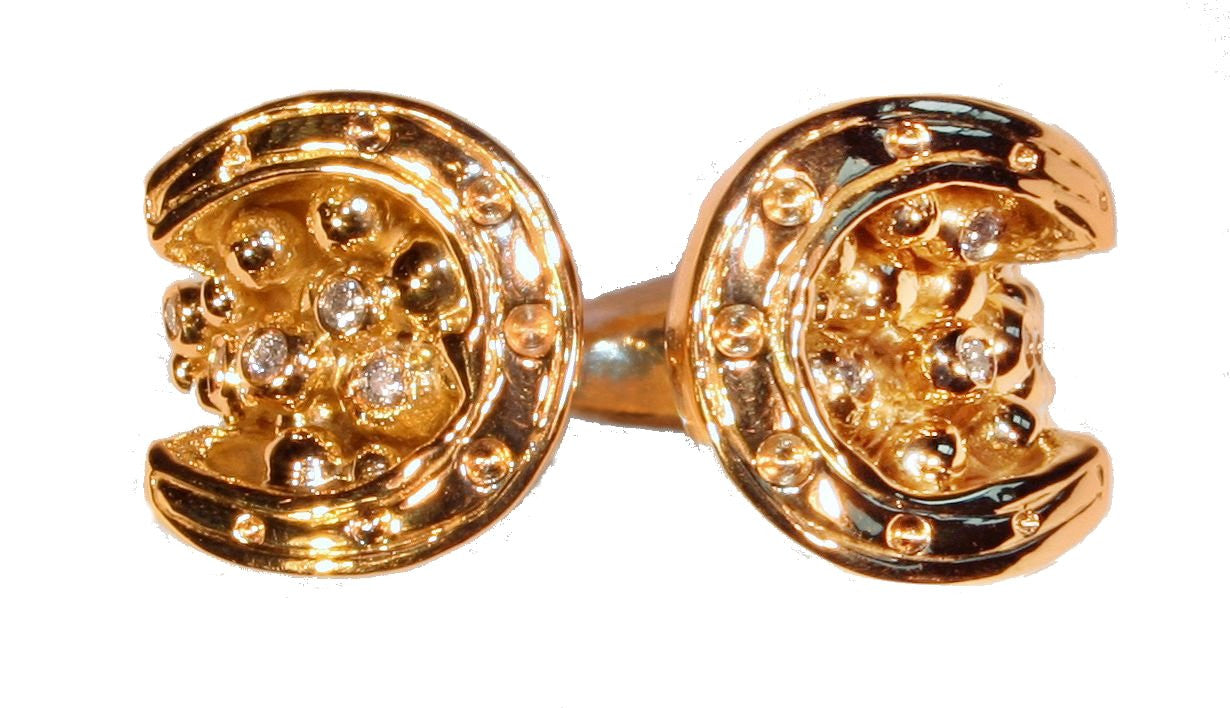 Equestrian "Lucky You" Horseshoe Ring-18K Gold with Diamonds. Large version.-1