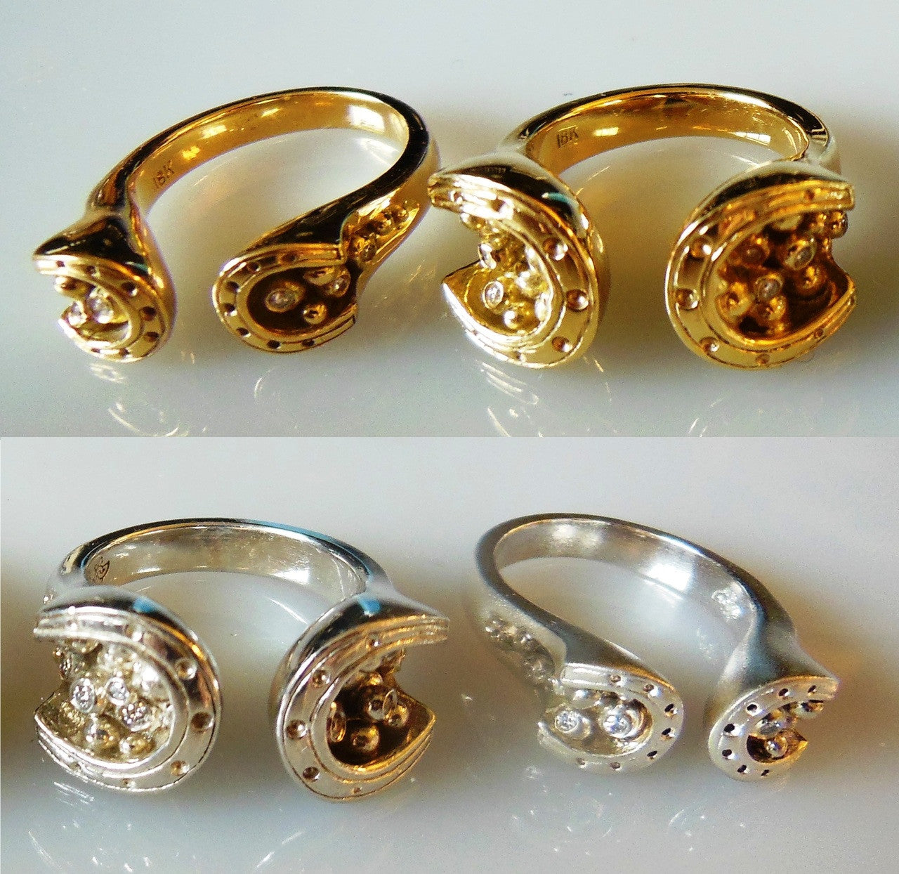 Equestrian "Lucky You" Horseshoe Ring-18K Gold with Diamonds. Large version.-15
